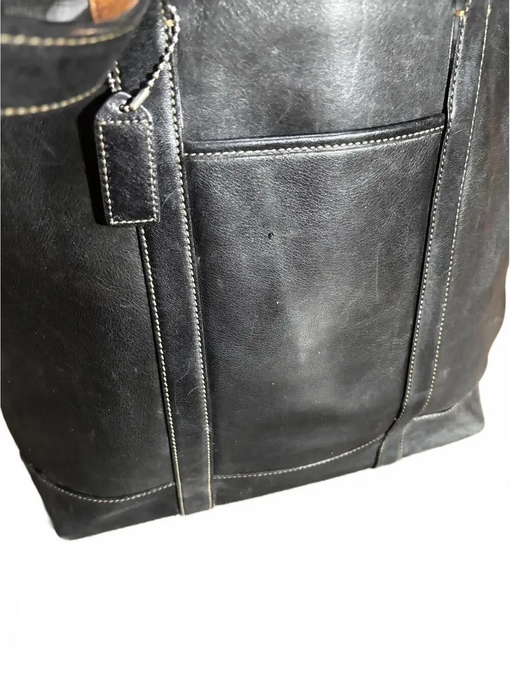 Vintage Coach Black Leather Tote Bag